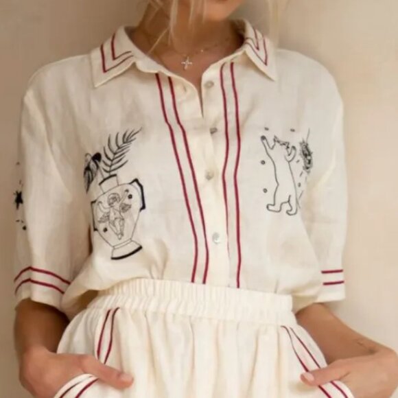 Verge Girl Vrg Grl Linen Top - Picture 2 of 14